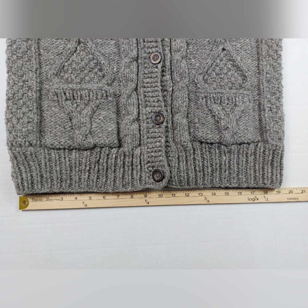 Vtg Sue Dille Designs Sweater Womens Gray Ecuadorian 100% Handspun Wool Button View 5